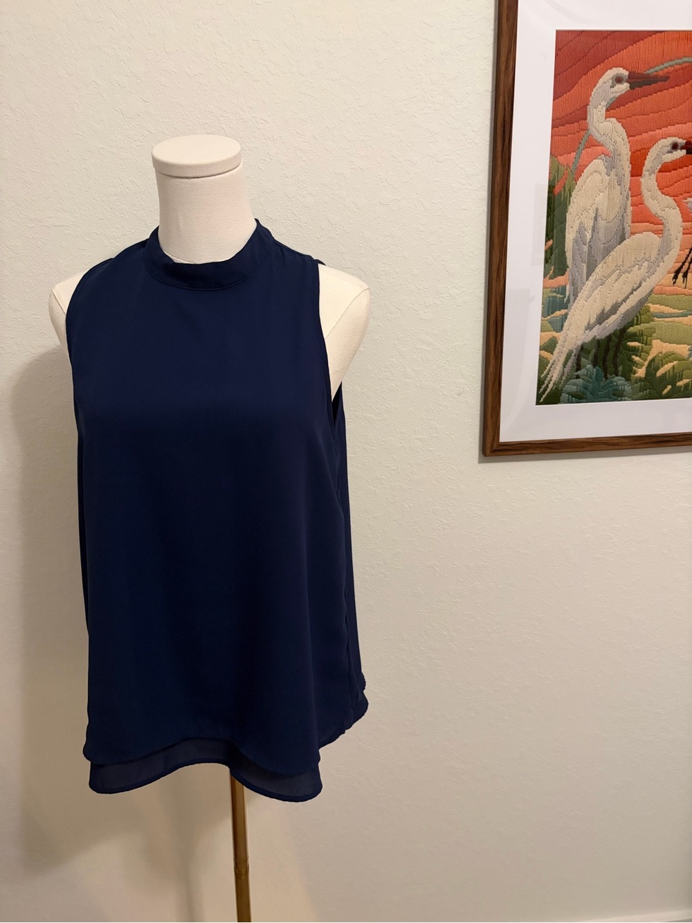 Stella Luce Navy Sleeveless Mock-Neck Camisole